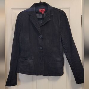 Chaps Women's Black Pinstripe Blazer